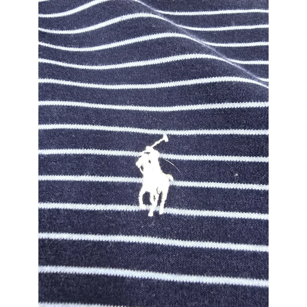 Polo Ralph Lauren NAVY STRIPE Men's Striped Polo‎ Neck Collar Shirt, US L Large